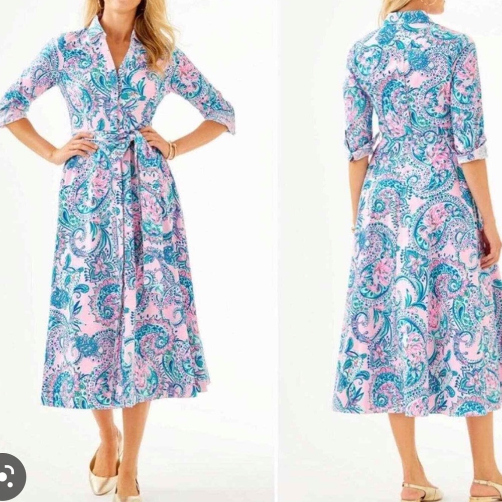 Lilly Pulitzer NWT mira stretch shirtdress pink tropics sz 4